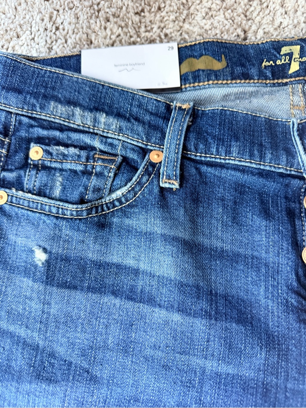 7 For All Mankind Blue Denim Jeans with Tags - Picture 5 of 11